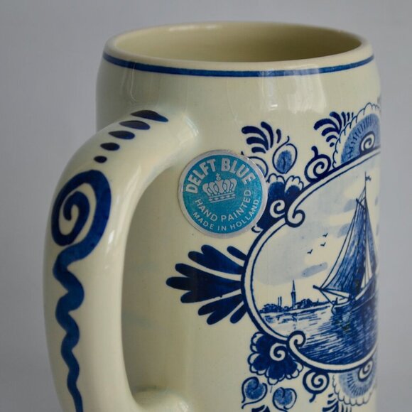 Delft Blue Handpainted Holland Beer Mug Vintage - Picture 2 of 8